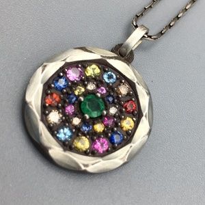 Semi-Precious Stones Sterling Silver .925 Pendant Necklace - Colorful NEW IN BOX